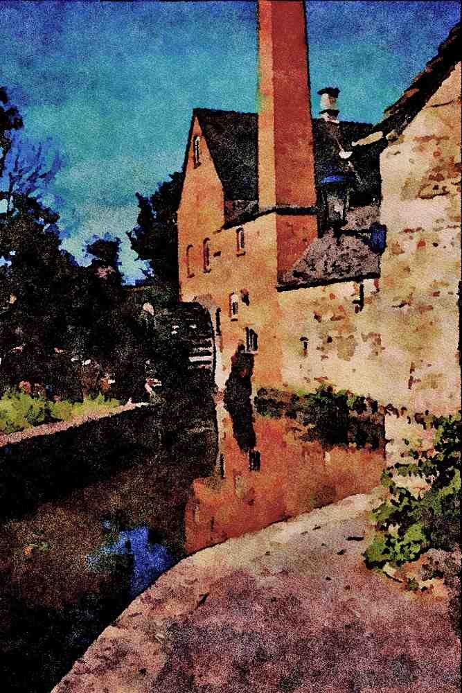 671030 Old Water Mill, Lower Slaughter, Cotswolds, England A4 Limited Edition Watercolour Print