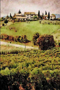 671033 Landscape And Farm, Tuscany, Italy A4 Limited Edition Watercolour Print