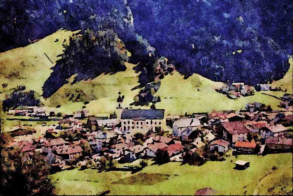 671034 Srubairal Village, Neustift, Tyrol, Austria A4 Limited Edition Watercolour Print
