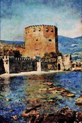 671038 Turkish Riviera, Europe A4 Limited Edition Watercolour Print