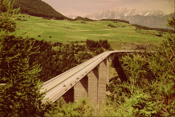 671046 On Motorway At Breener Pass Between Austria And Italy A4 Photo Print
