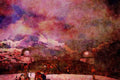 671051 Gorner Grat Observatory And Matterhorn In Cloud, Switzerland A4 Limited Edition Watercolour Print