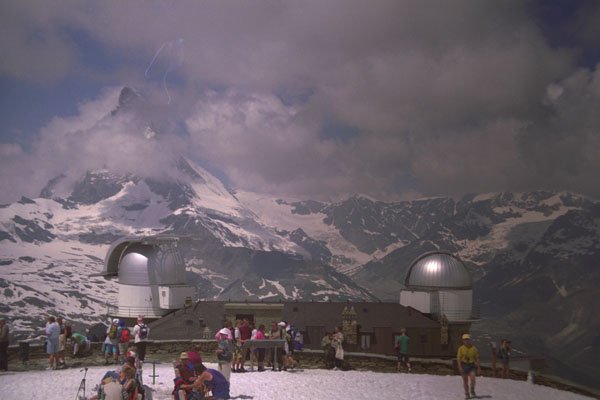 671051 Gorner Grat Observatory And Matterhorn In Cloud, Switzerland A4 Photo Print