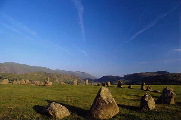 671052 Ancient Stone Circle On Hill Above Keswick, Cumbria, England A4 Photo Print