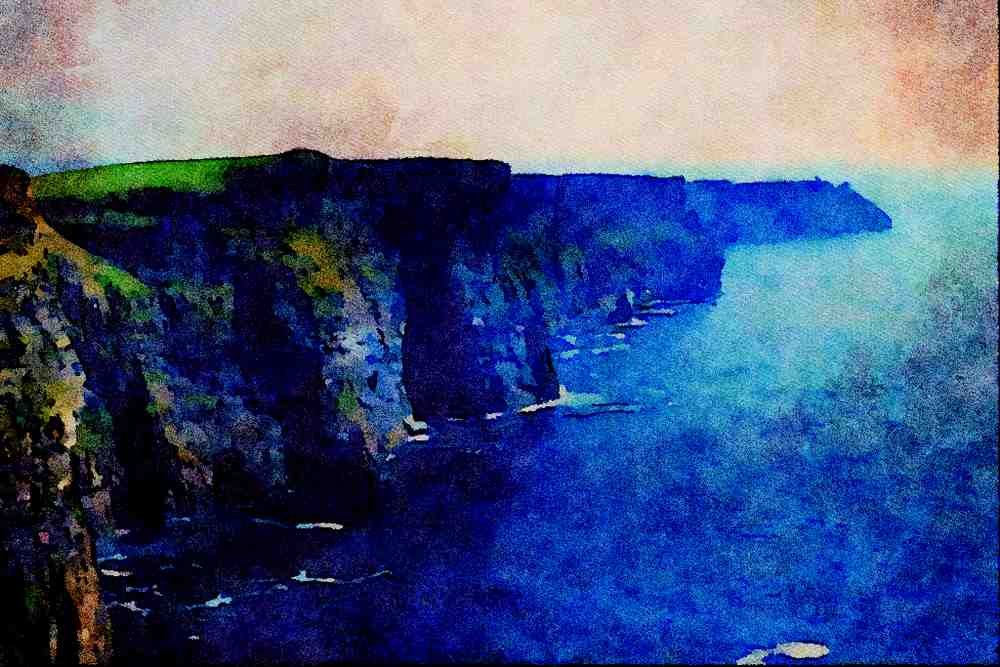 671056 Cliffs Of Moher, County Clare, Ireland A4 Limited Edition Watercolour Print