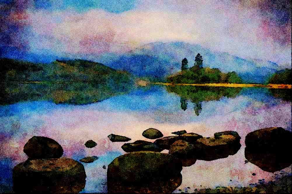 671082 Loch, Scotland A4 Limited Edition Watercolour Print