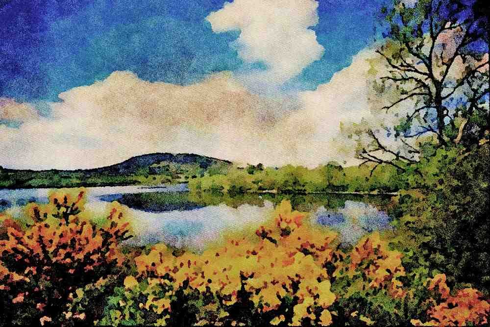 671092 Camlough Lough, County Down, Ireland A4 Limited Edition Watercolour Print