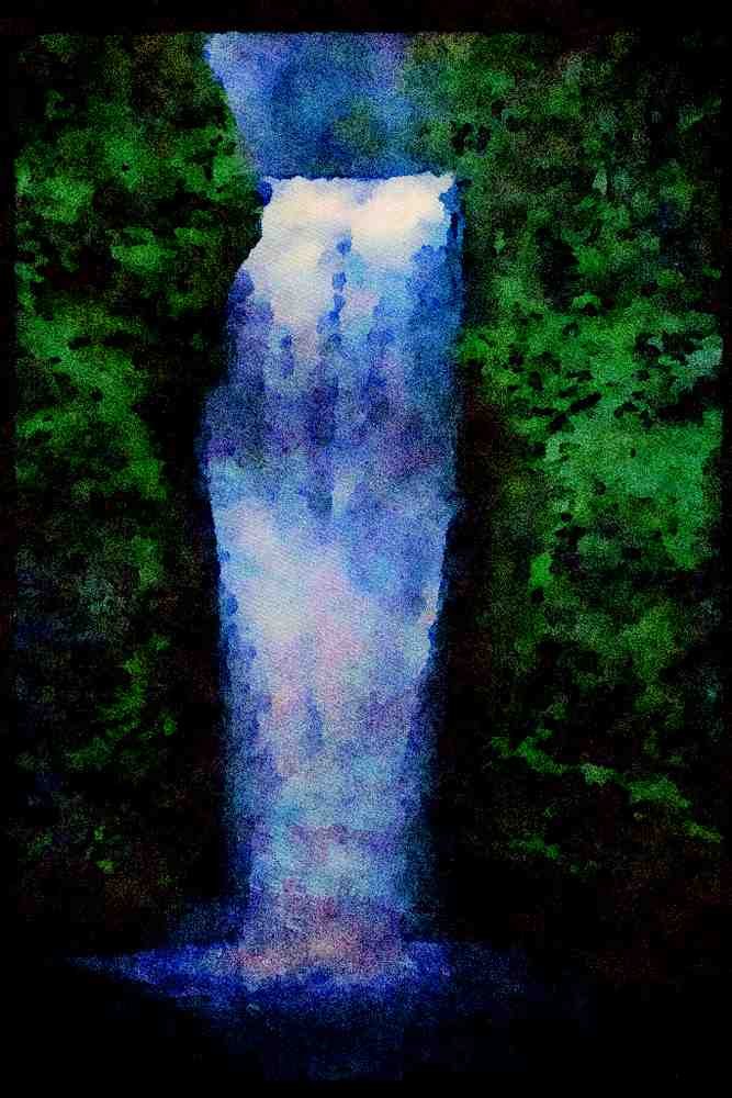 672001 Lower Mulnomah Falls A4 Limited Edition Watercolour Print