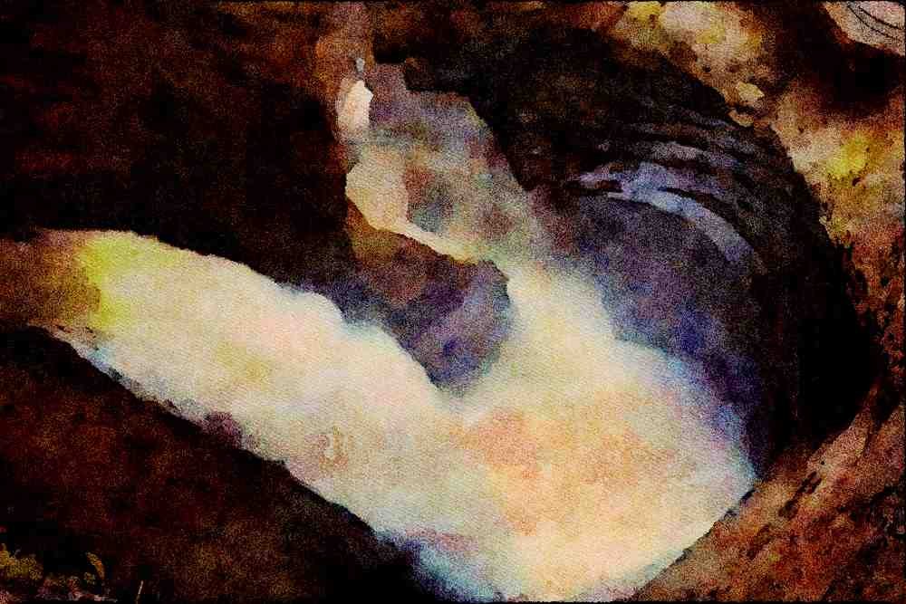 672005 Part Of Falls Inside Mountain, Trummelbach, Switzerland A4 Limited Edition Watercolour Print