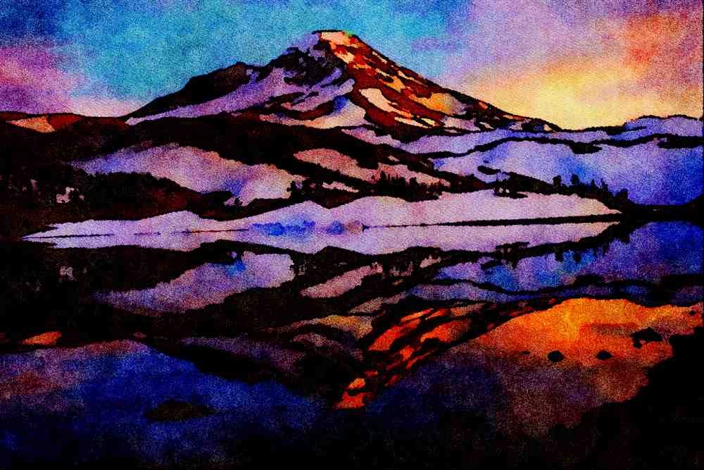 672007 South Sister, Three Sister Wilderness, Oregon, U.S.A. A4 Limited Edition Watercolour Print