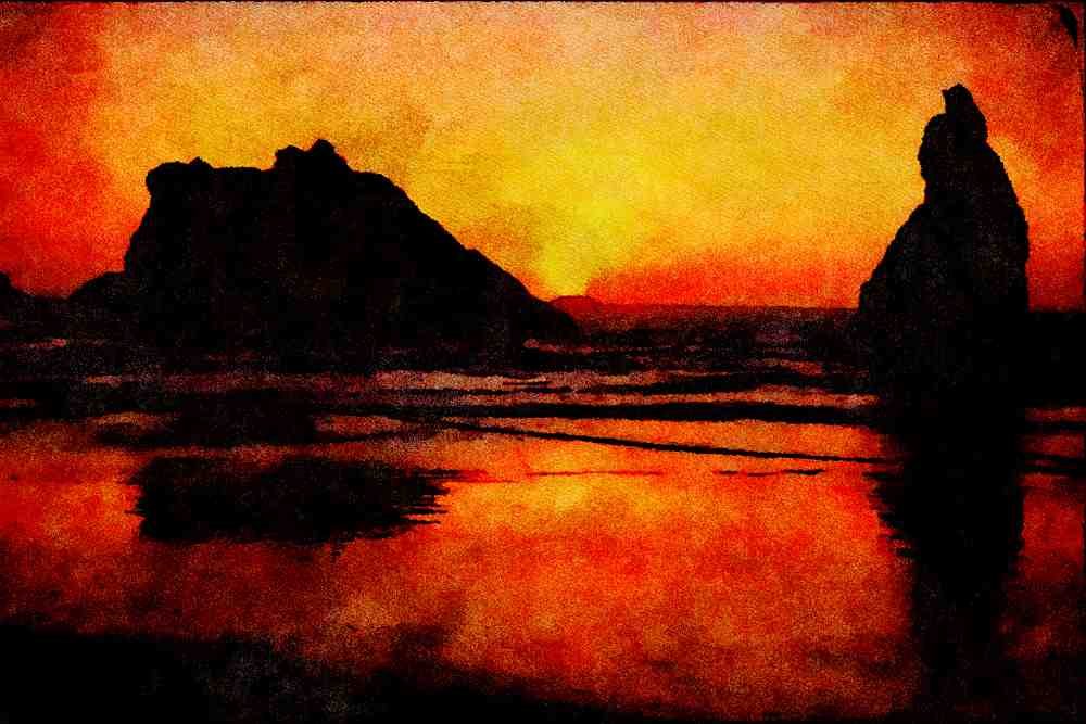 672009 Bandon Beach, Bandon, Oregon, U.S.A. A4 Limited Edition Watercolour Print