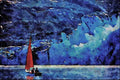 672032 Red Sail In Alaska, U.S.A. A4 Limited Edition Watercolour Print