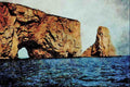 672049 East End Of Perce Rock From Sea, Late Afternoon, Quebec A4 Limited Edition Watercolour Print