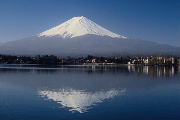 672051 Mount Fuji And Reflection In Lake Kawaguchi, Japan A4 Photo Print