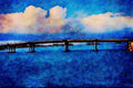 672058 Bridge Linking Somerset Village To Watford, Bermuda A4 Limited Edition Watercolour Print