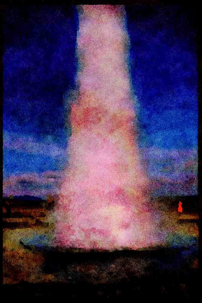 672068 Geyser Erupts, Central Iceland A4 Limited Edition Watercolour Print