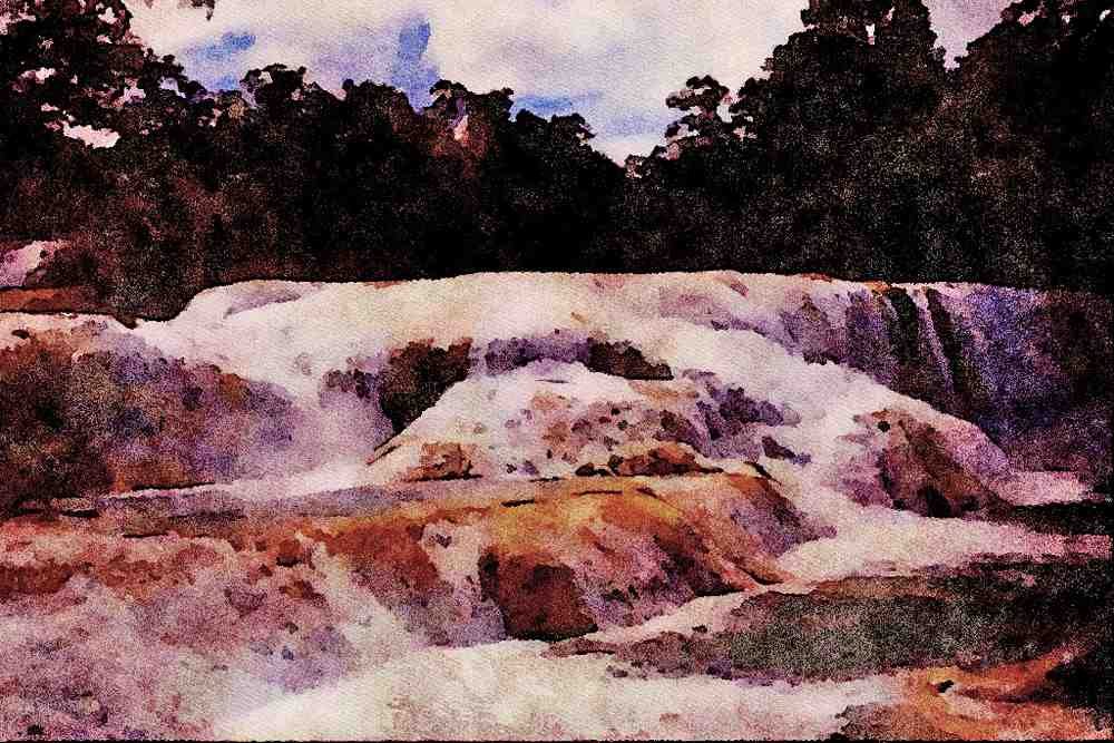 672073 Agua Azul Waterfalls, Chiapas State, Mexico A4 Limited Edition Watercolour Print