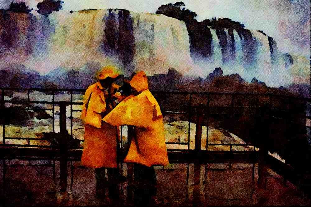 672083 Iguacu Falls, Paraguay A4 Limited Edition Watercolour Print