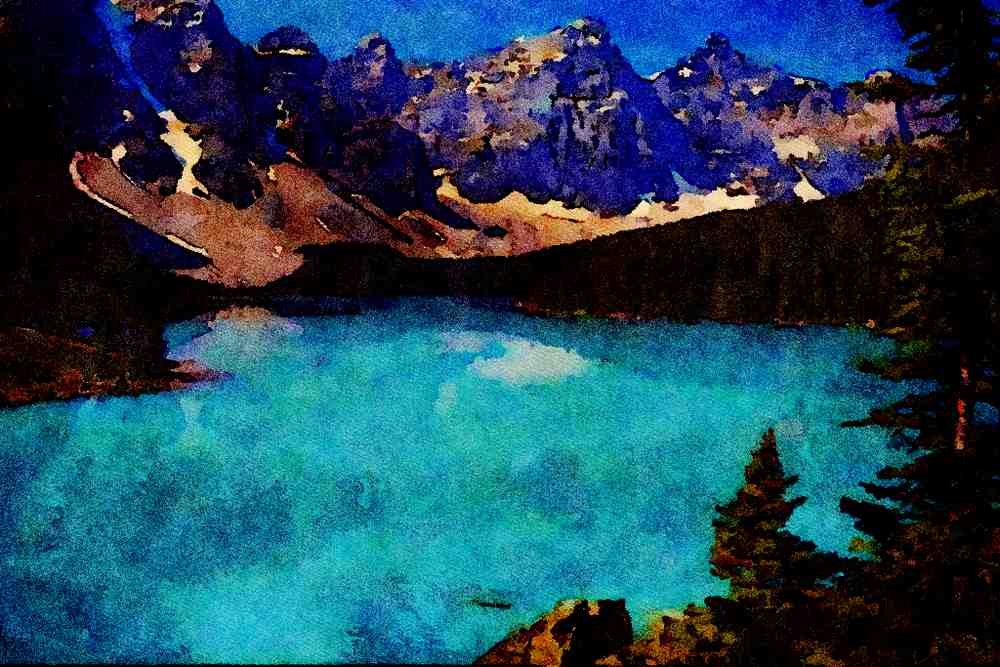 672084 Moraine Lake, Alberta, Canada A4 Limited Edition Watercolour Print