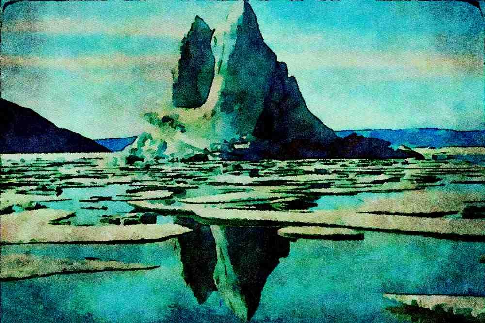 672089 Iceberg, Slidre Fiord, Eureka Weather Station, NWT, Canada A4 Limited Edition Watercolour Print