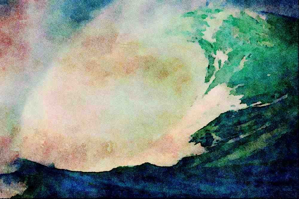 672093 Hawaiian Wave Unleashes Its Power A4 Limited Edition Watercolour Print