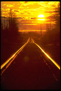 674081 Railroad Tracks At Sunset, Upstate New York A4 Photo Print