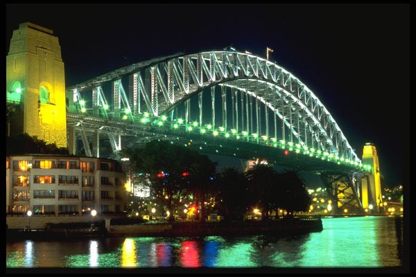675001 Green Water, Harbor Bridge At Night, Sydney, Australia A4 Photo Print