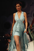 675074 Tomasz Starzewski, Green Cotton Dress With Tassels A4 Photo Print
