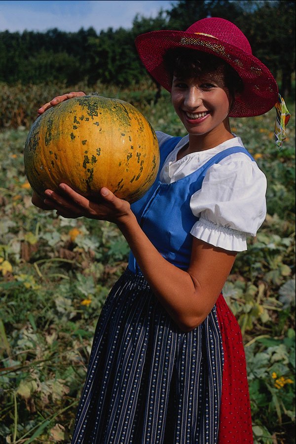 676055 Girl With Pumpkin, Styria, Austria A4 Photo Print