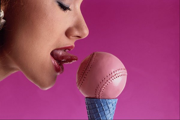 677060 Model And Baseball Ice Cream Cone A4 Photo Print