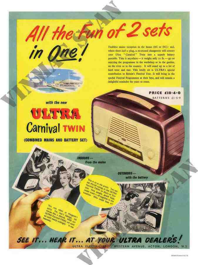 68 ultra radio 1950s 2 Vintage Advert A4 Photo Print