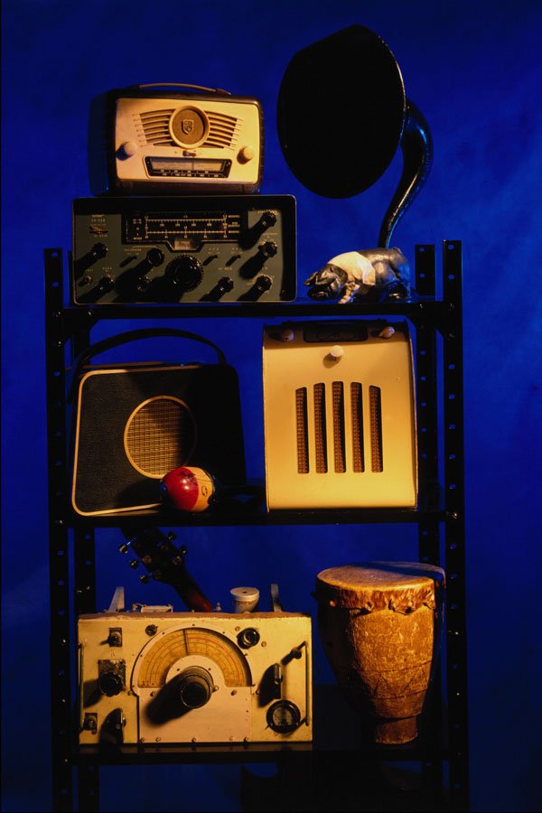 682034 Antique Wireless Sets On Stand A4 Photo Print