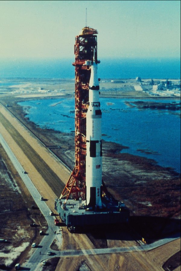 682086 Apollo Moon Rocket On Launch Pad A4 Photo Print
