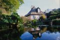 683070 Thatched Cottage Reflected In Pond, Devon, England A4 Photo Print