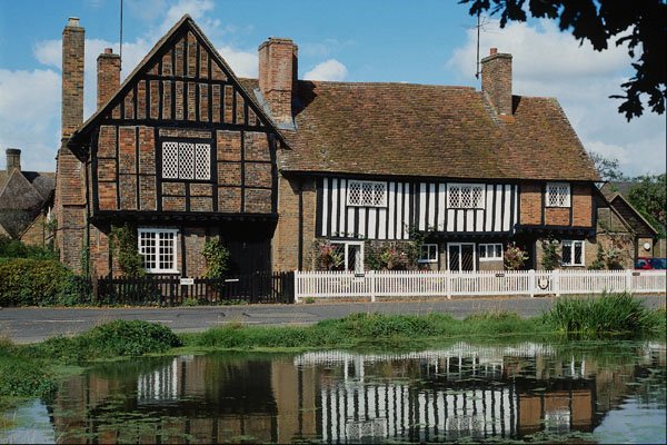 683096 Old House And Village Pond, Aldbury, Hertfordshire A4 Photo Print
