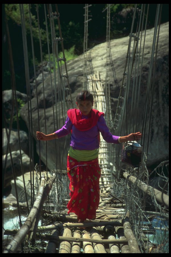 685009 Rope Bridge, Nepal A4 Photo Print