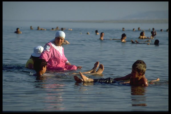 685010 Arab Bathers, Dead Sea, Israel A4 Photo Print
