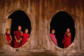 685025 Young Buddhist Monks In A Rural Wooden Monastery, Burma A4 Photo Print