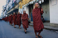 685043 Buddhist Monks Giving Alms In Rangoon, Burma A4 Photo Print