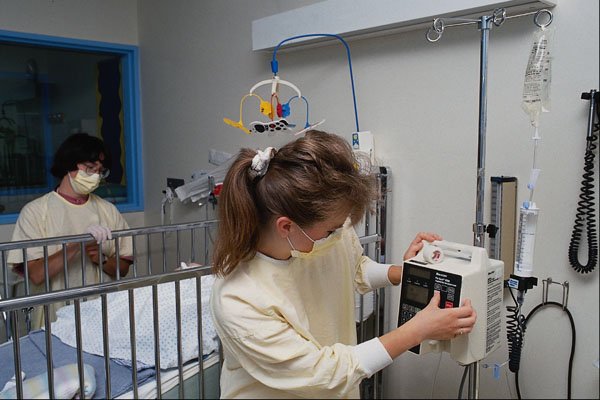 686062 Nurses Preparing Intravenous A4 Photo Print