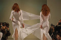 688013 Two Females Wearing White Dresses A4 Photo Print