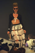 688015 Woman Wearing Small Black Top With Hooped Skirt A4 Photo Print
