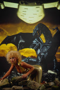 688093 Girl In Gold Dress With Black Dragon Background A4 Photo Print