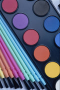 689056 Watercolors And Brushes A4 Photo Print
