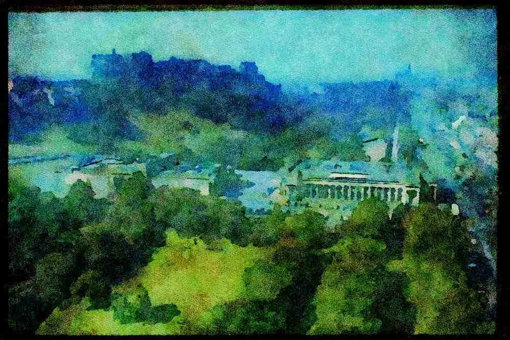 691013 Edinburgh Castle In Distance, Scotland A4 Limited Edition Watercolour Print