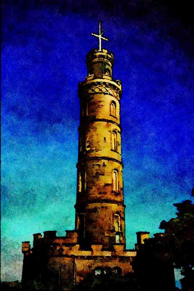 691027 Nelson Monument, Calton Hill, Edinburgh, Scotland A4 Limited Edition Watercolour Print