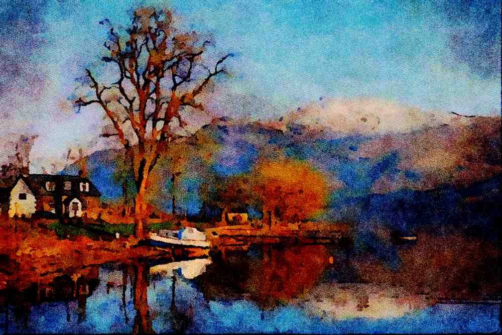 691038 Loch Lomond, Central Scotland A4 Limited Edition Watercolour Print