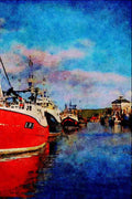 691040 Busy Harbor, Eyemoutn, Berwickshire, Scotland A4 Limited Edition Watercolour Print