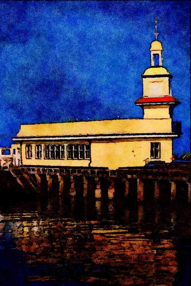 691046 Pier Clock II, Dunoon A4 Limited Edition Watercolour Print