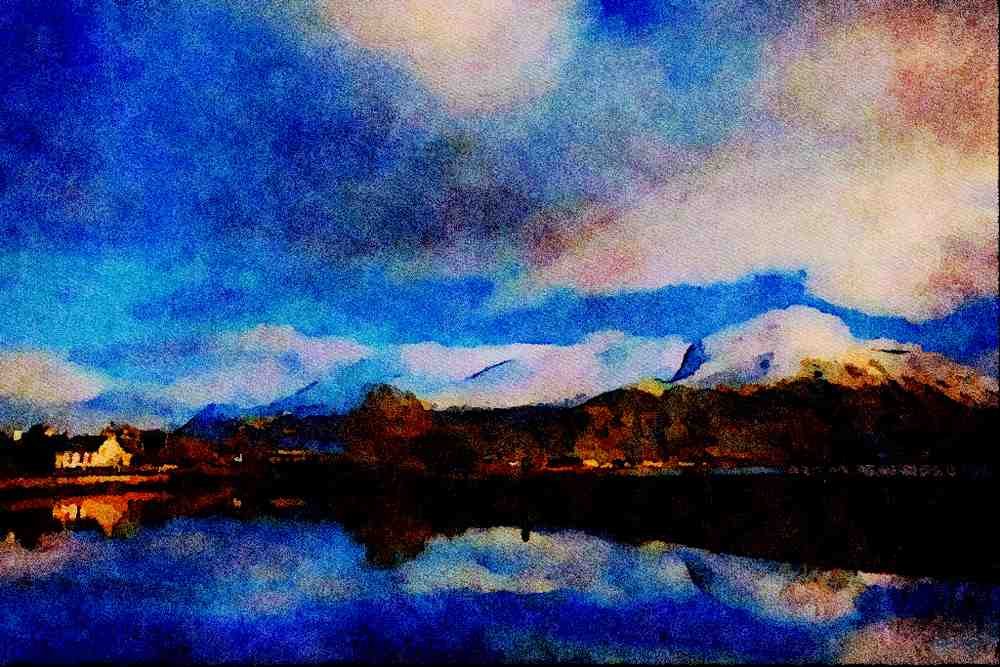 691058 Ben Nevis And Caledonian Canal A4 Limited Edition Watercolour Print